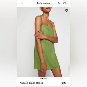 Reformation Aubree linen dress XS avocado NWT